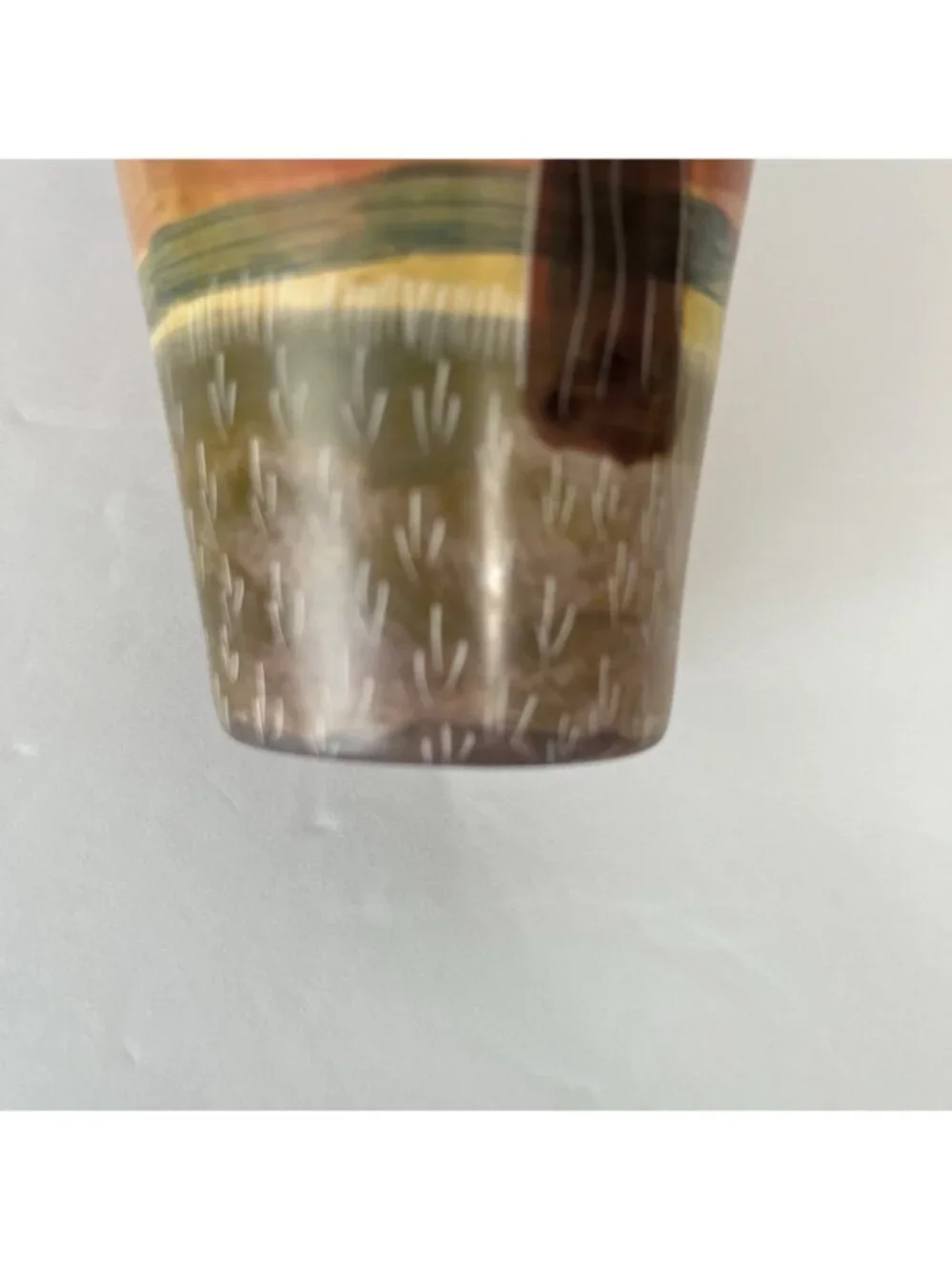 Hand Carved Soapstone Etched Giraffe Tree African Art Vase Made In Kenya